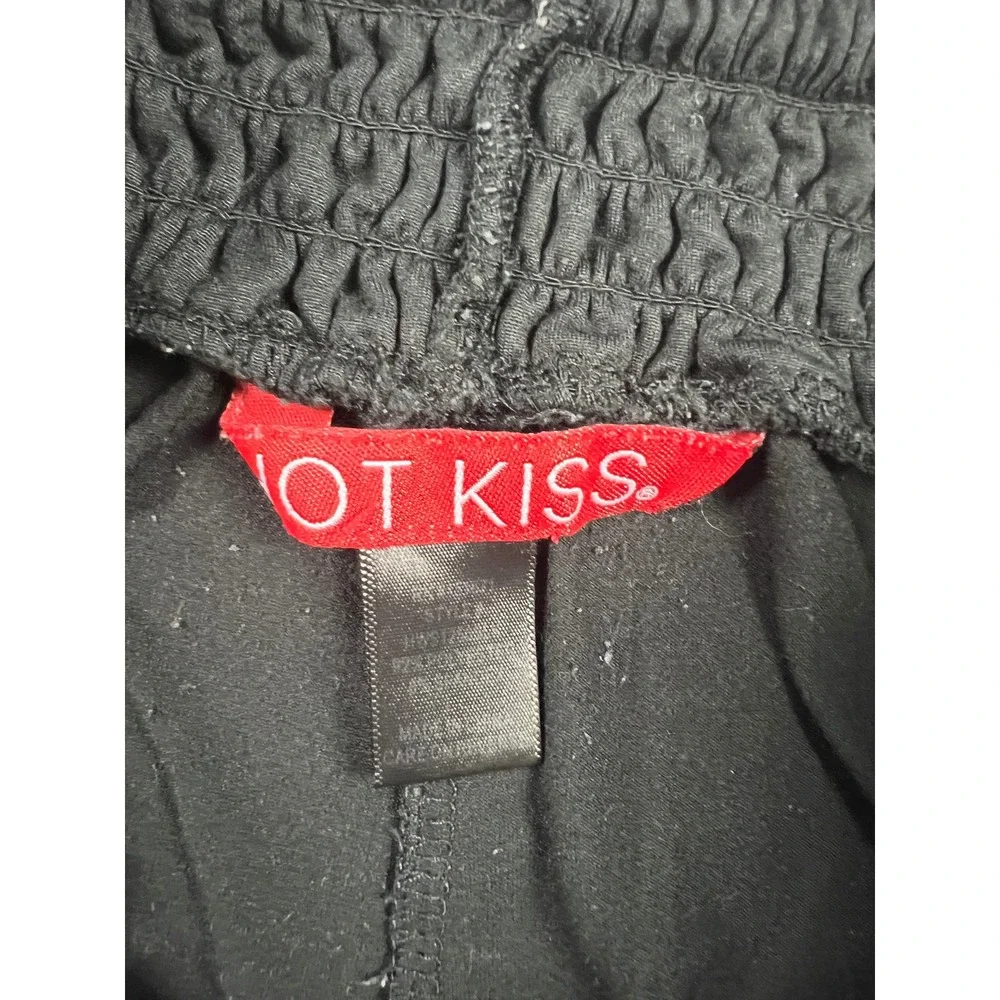 Hot Kiss Shorts Womens Medium Black Paperbag Smocked Waist Tassel Lounge Casual‎